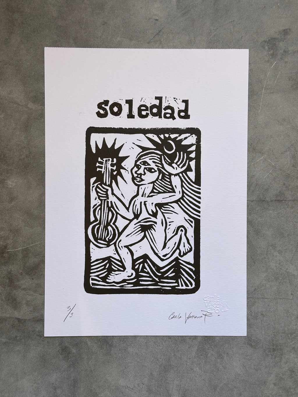 Soledad - linocut print