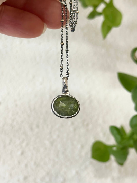 Green Kyanite Solitaire Necklace