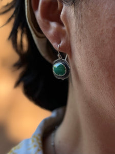 Malachite Lotus Earrings - Sterling Silver