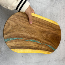 Load image into Gallery viewer, Mesquite Cutting Board with inlayed turquoise
