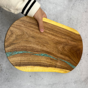 Mesquite Cutting Board with inlayed turquoise