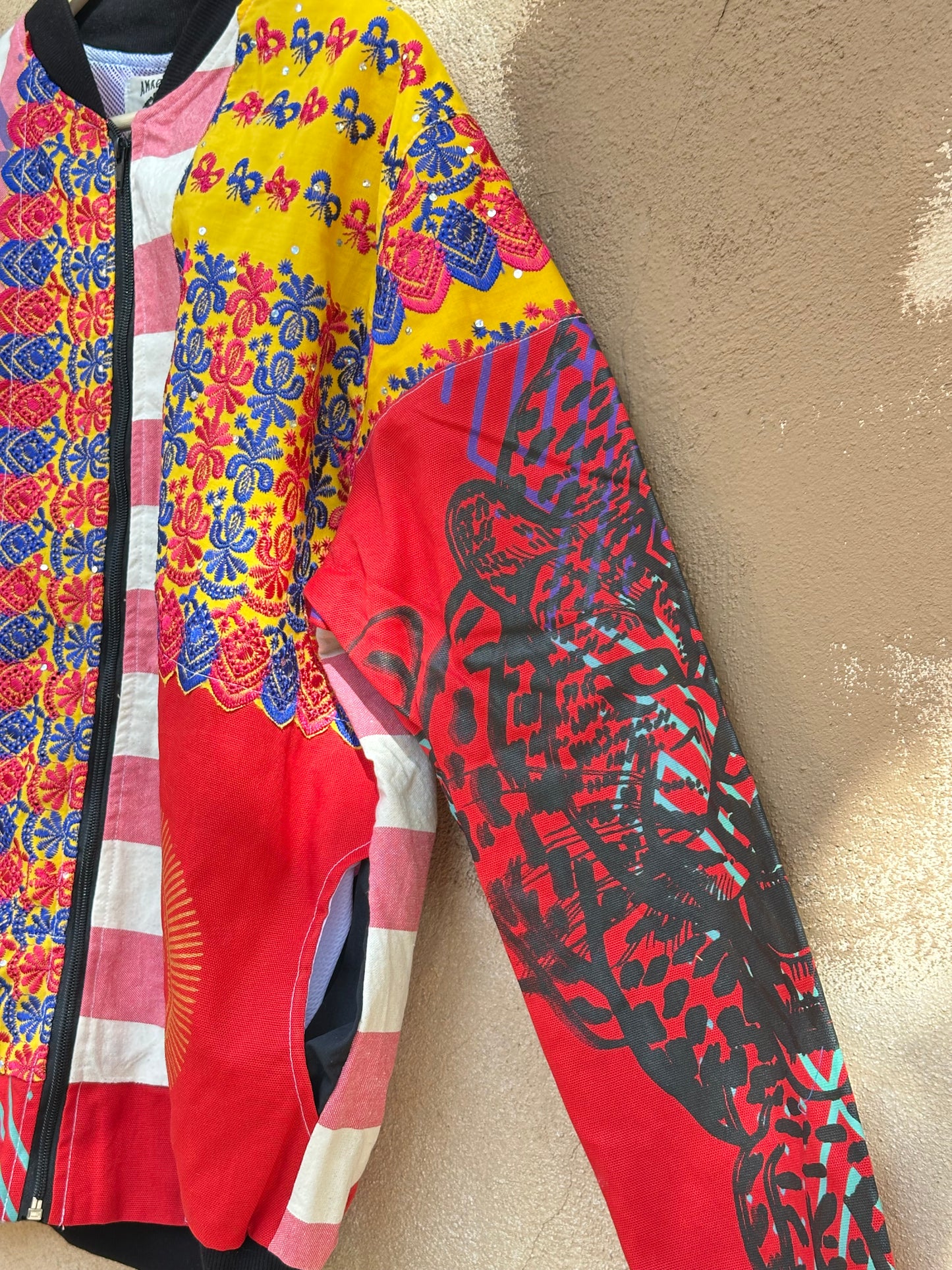 Upcycled Jacket ~ Screen Printed ~ Large