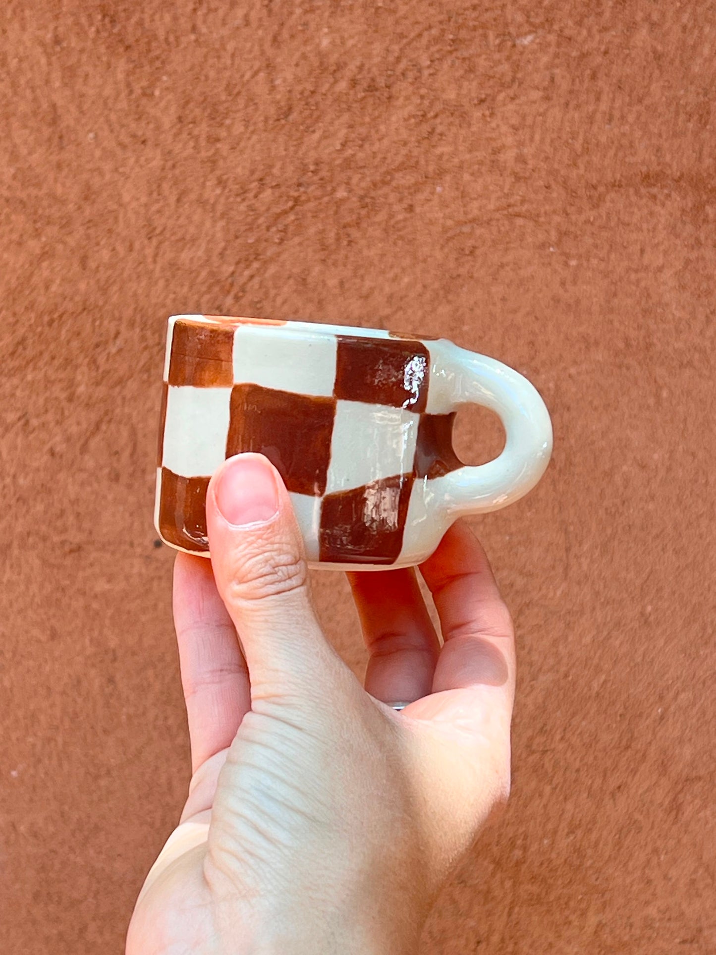 Brown checkered espresso