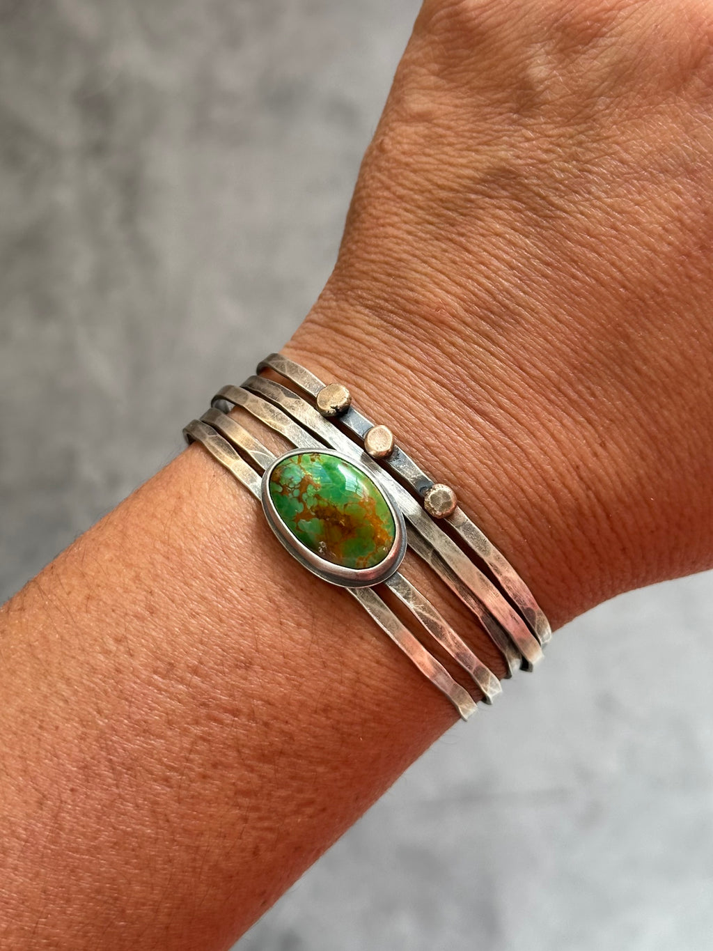 Verde Valley Turquoise Stacked Cuff Bracelet ~ Sterling Silver Bracelet