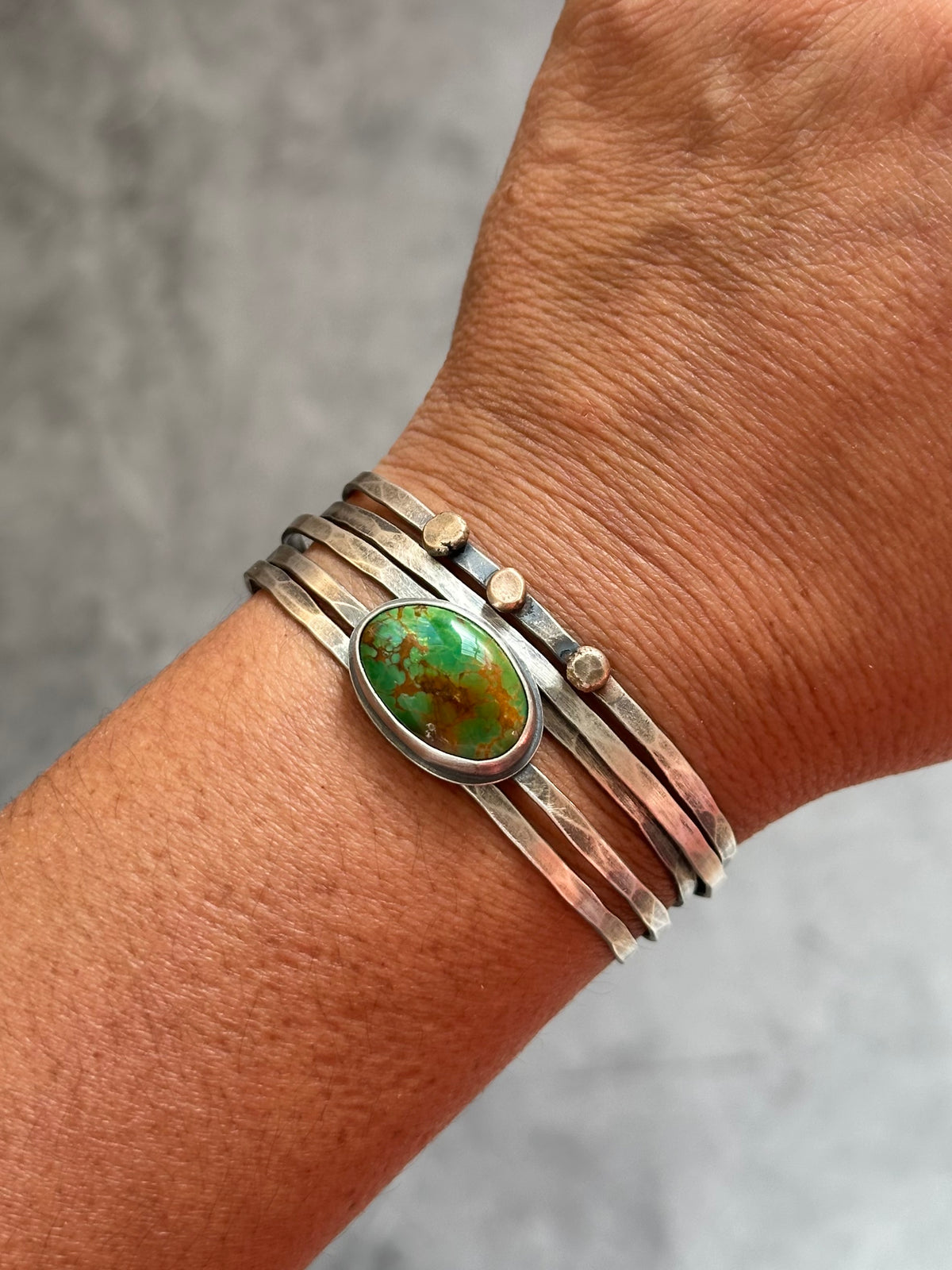 Verde Valley Turquoise Stacked Cuff Bracelet ~ Sterling Silver Bracelet