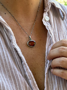 Hessonite Garnet & Sterling Silver ~ Necklace