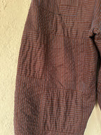 High Waisted Barrel Pants - Brown & turq stitch