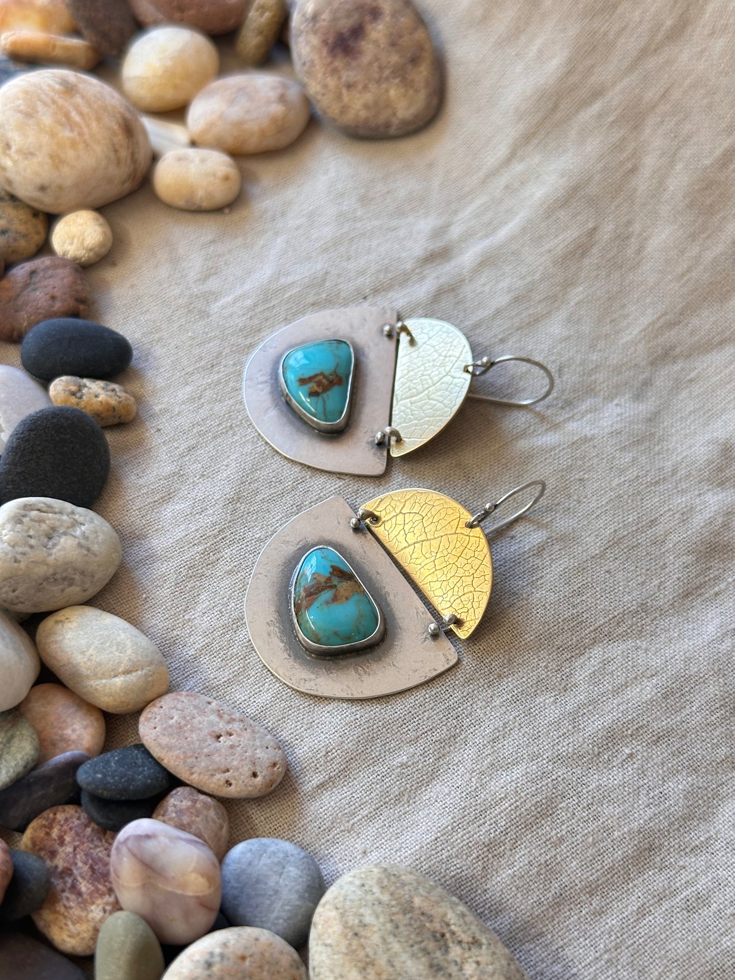 #8 Turquoise Earrings - Sterling Silver and Brass