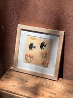 Birds and Barrels - Linocut 5”x5”