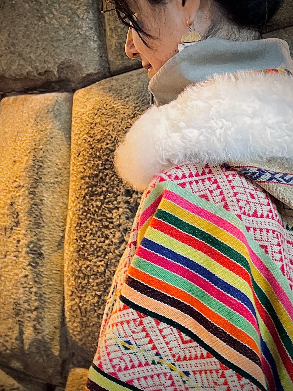 Upcycled Bomber Jacket  - Bat Sleeves - Alpaca wool