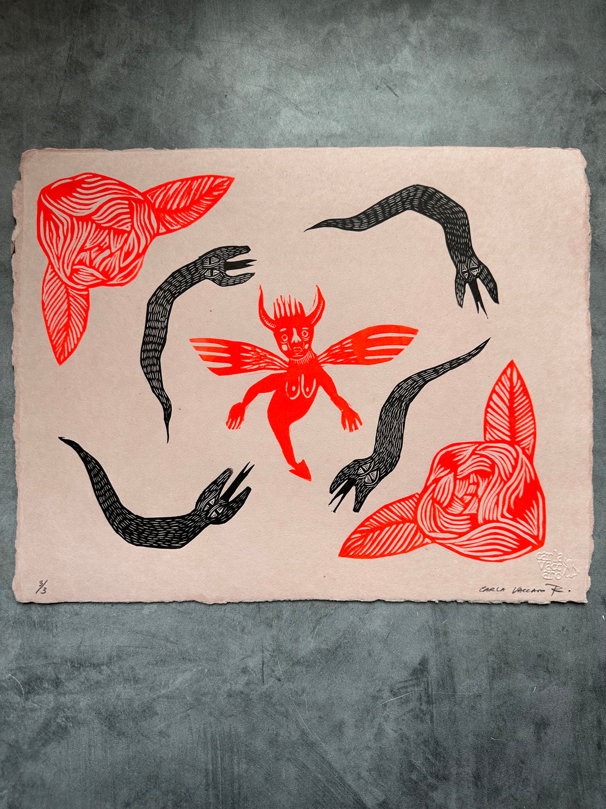 Diabla - Lino Print 11.5" x 15"