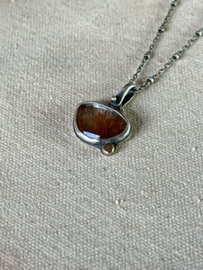 Red Rutilated Quartz & Sterling Silver ~ Necklace