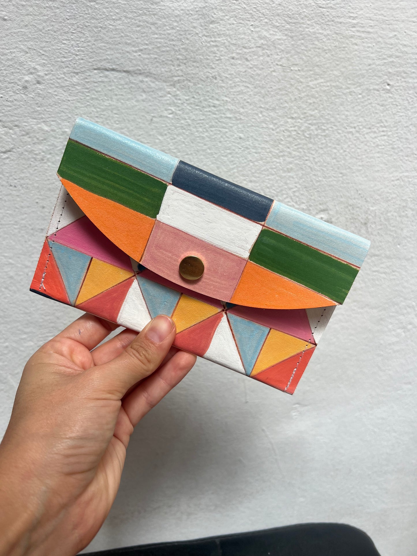 Medium Leather wallet - Handpainted - Multicolor