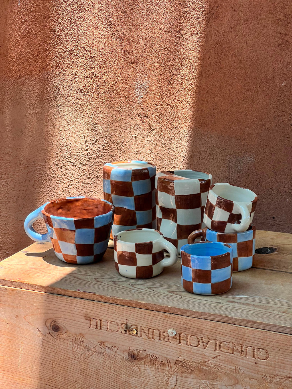 Brown checkered - Travel Tumbler ~ thumb print