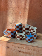 Brown checkered - Travel Tumbler ~ thumb print