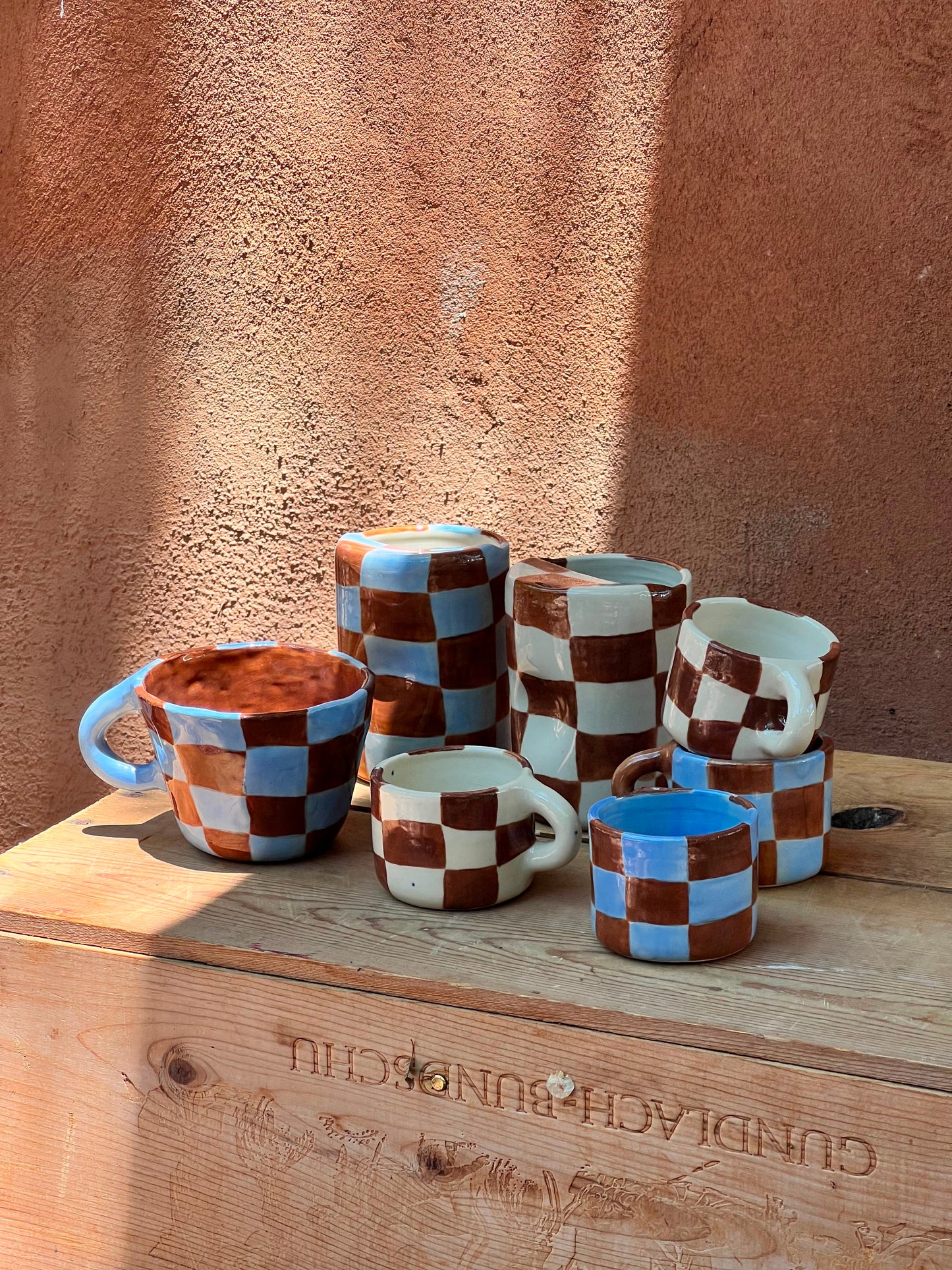 Brown checkered - Travel Tumbler ~ thumb print