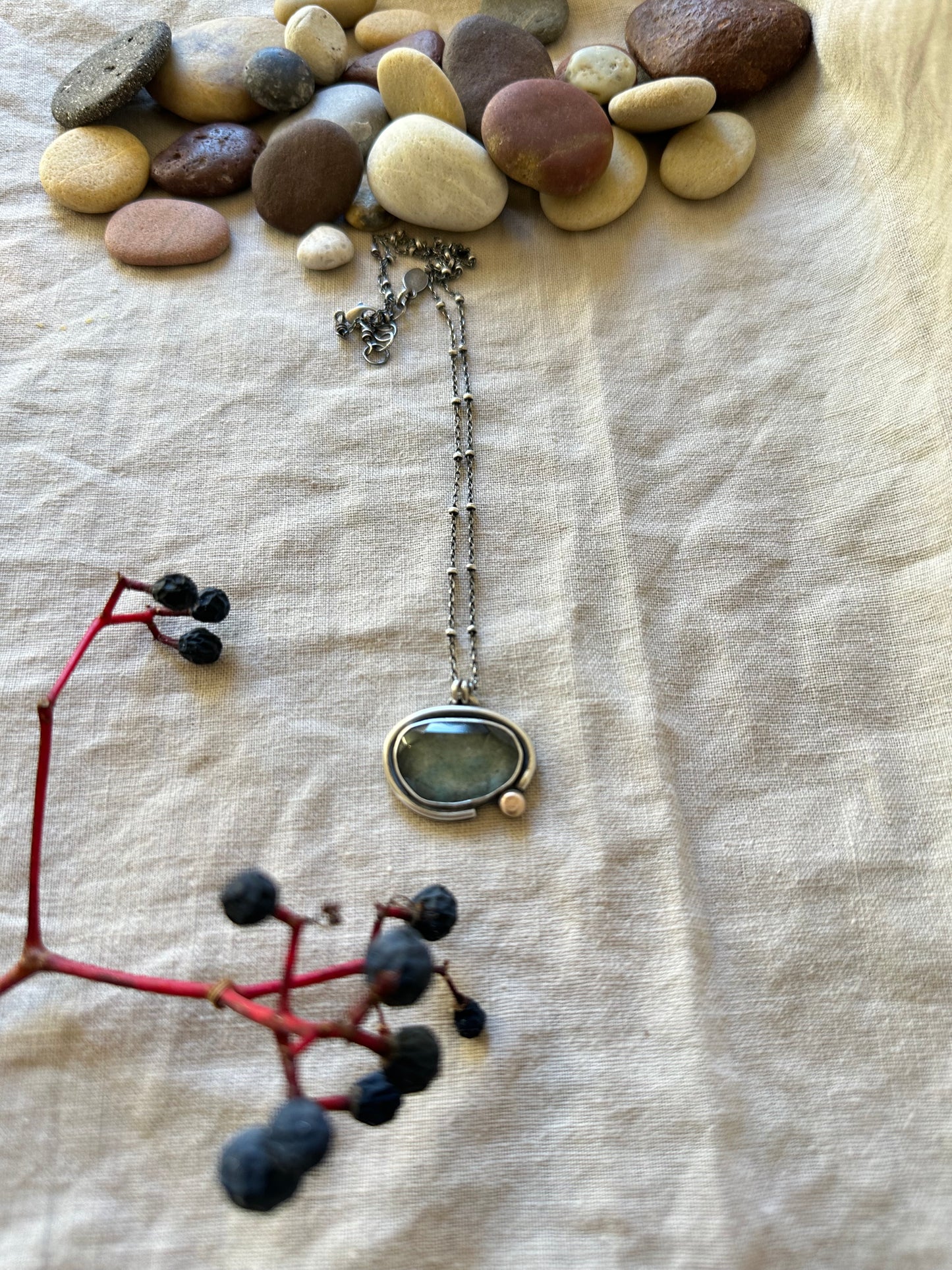 Moss Aquamarine & Sterling Silver ~ Necklace