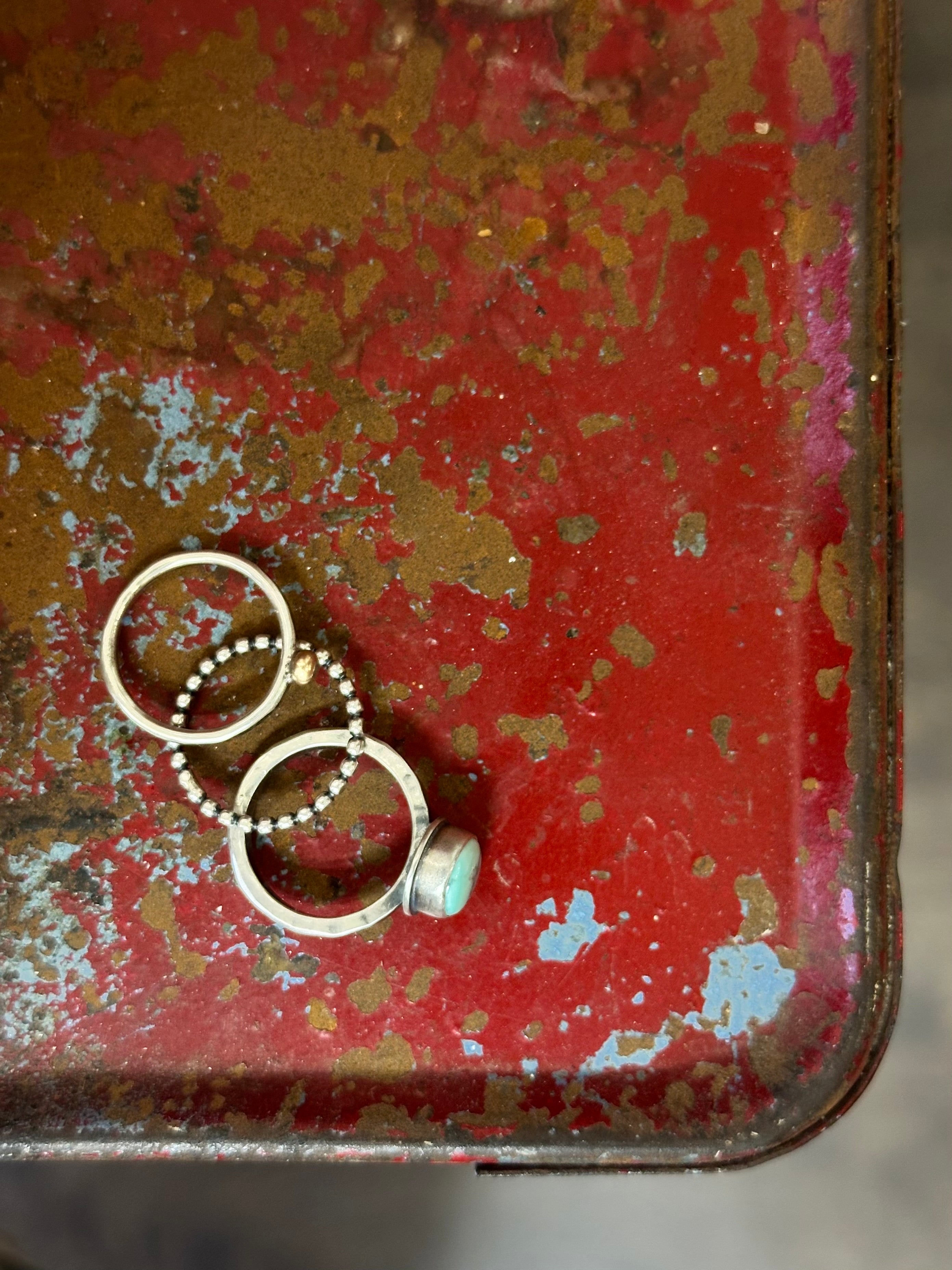 3-piece Poseidon and Sterling Silver • stackable ring set • set fits size 5
