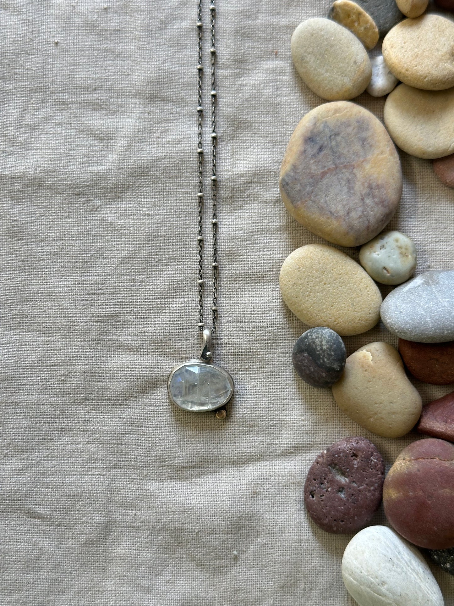 Rainbow Moonstone & Sterling Silver ~ Necklace