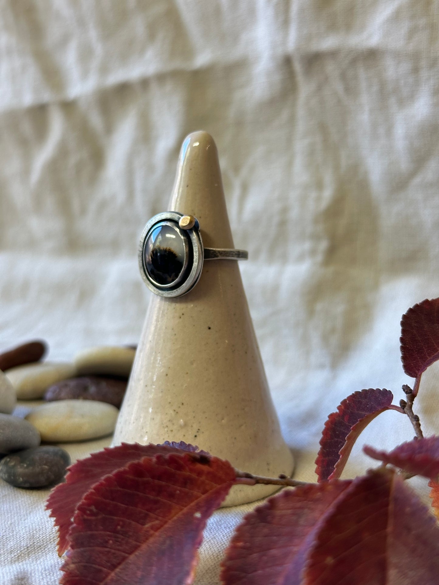 Montana Agate and Sterling Silver Ring ~ Size 6.5