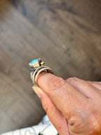 3-piece Blue Moon Turquoise and Sterling Silver • stackable ring set • set fits size 6