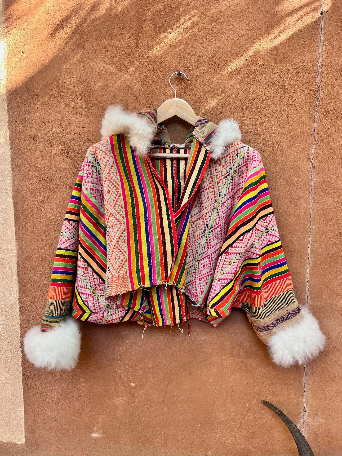 Upcycled Bomber Jacket  - Bat Sleeves - Alpaca wool