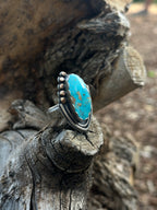 Blue Bird Turquoise and Sterling Silver Ring - size 7.5