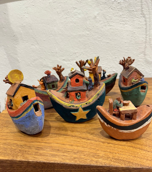 Flute Boat ~ miniature Sculpture - assorted