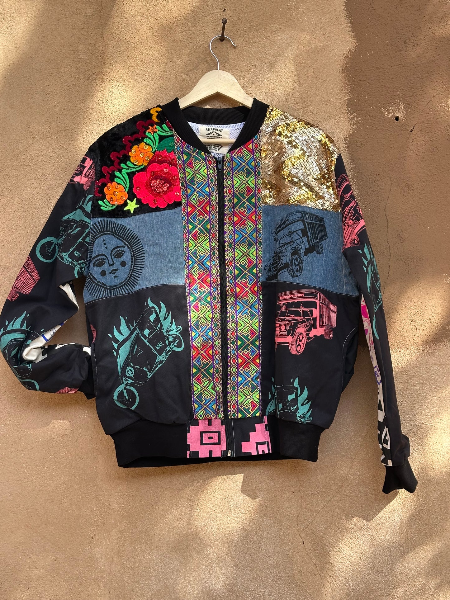 Upcycled Jacket ~ Screen Printed ~ Large