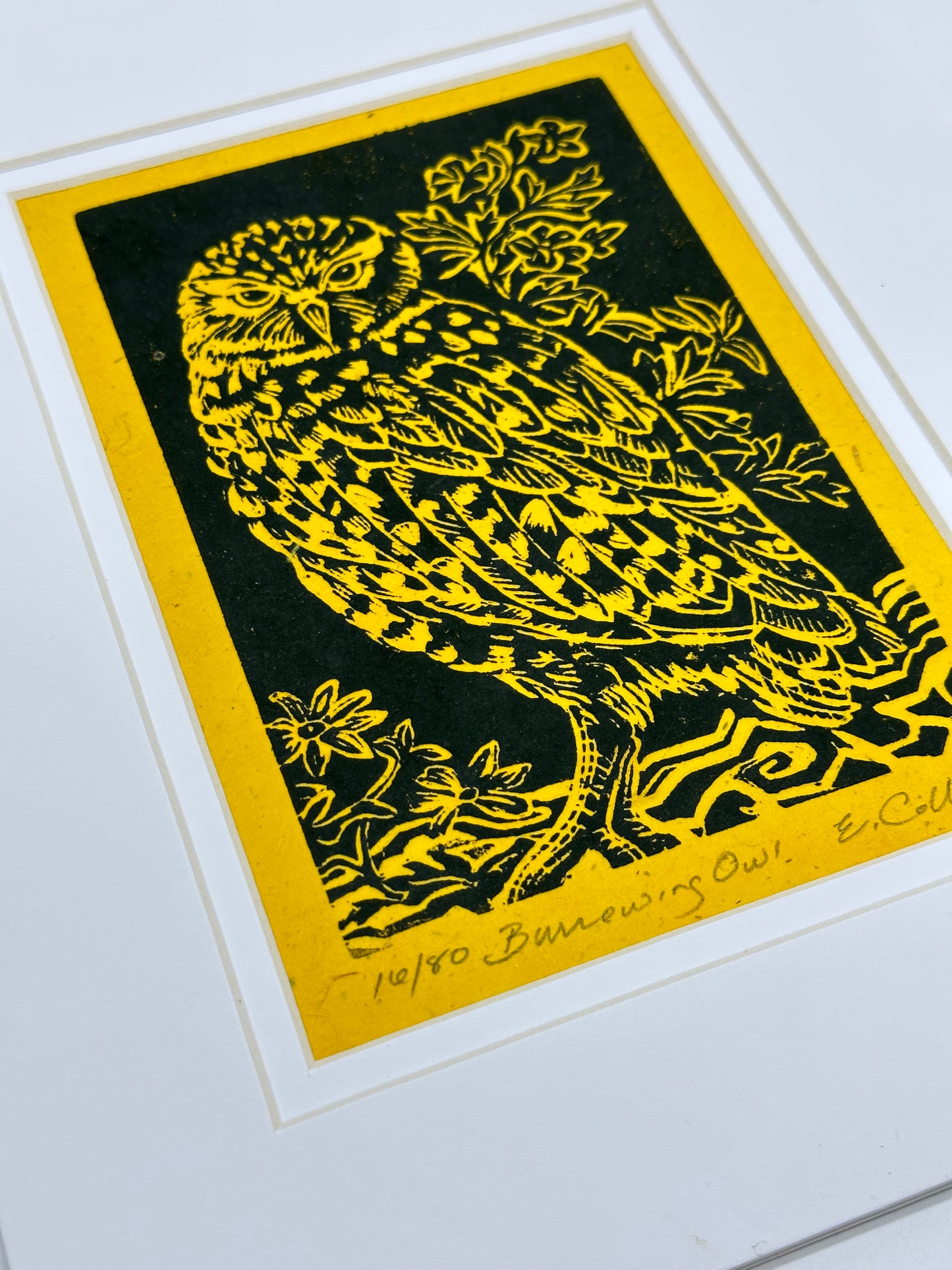 Wood Block Print “Burrowing Owl"