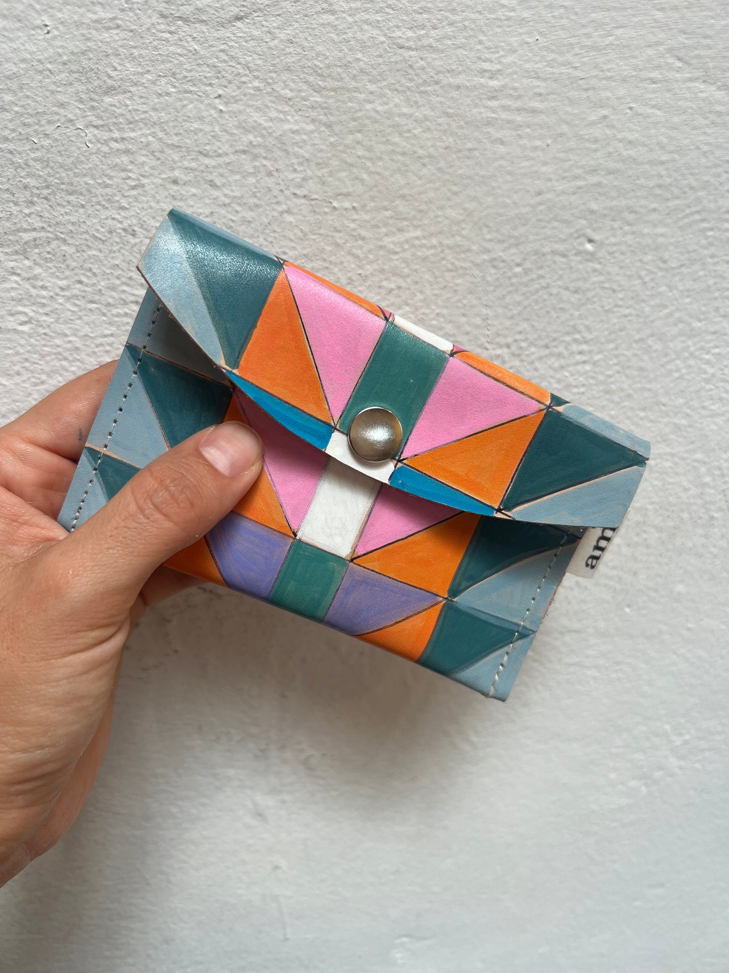 Small Ink Leather pochette - Handpainted - Multicolored