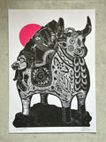 Torito con Musicos - Linocut 14”x19.5”