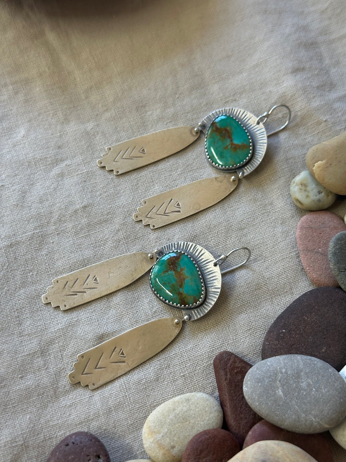 La Lluvia ~ Tyrone Turquoise  ~ Rain Earrings - Sterling Silver
