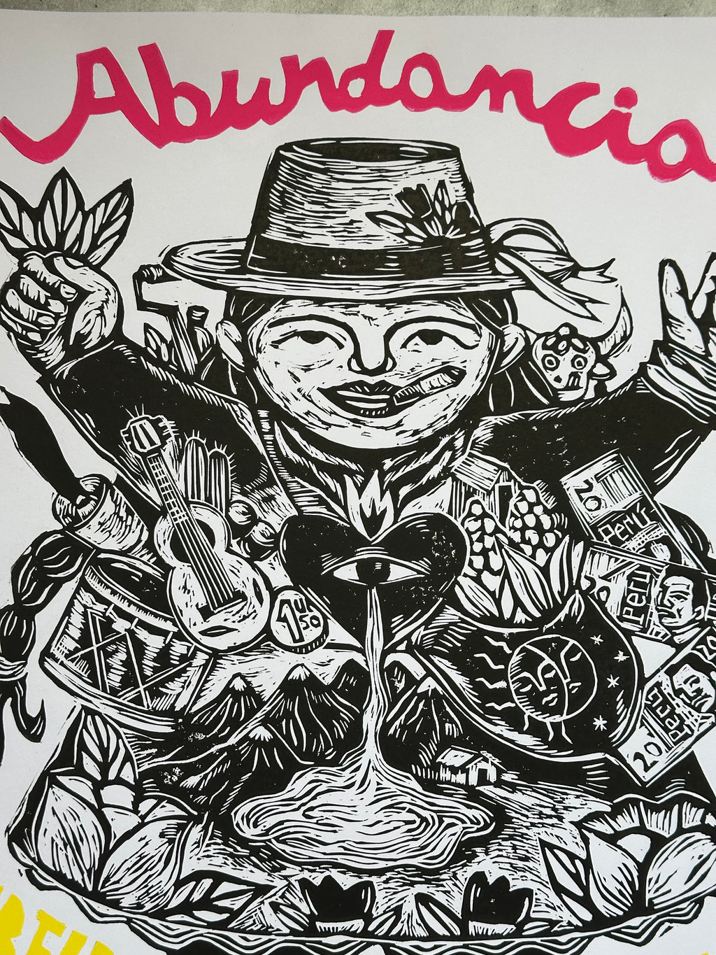 Abundancia - Ekeka - Lino Print