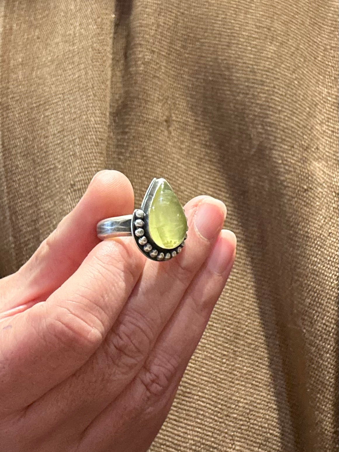 Yellow Chalcedony and Sterling Silver Ring ~ Size 6.5
