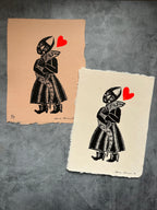 Diabla Corazon - Lino Print 11" x 8"
