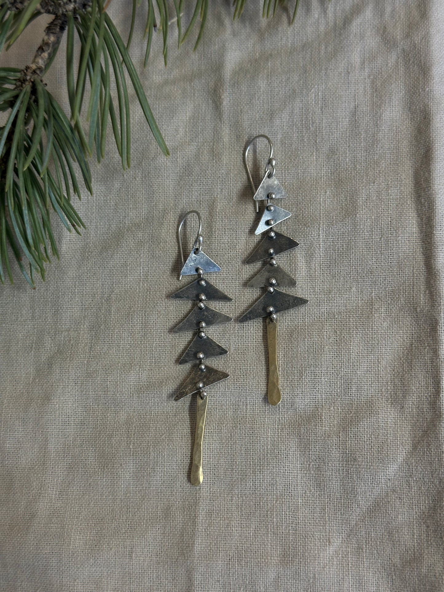 Pine Tree Connected earrings - Sterling Silver