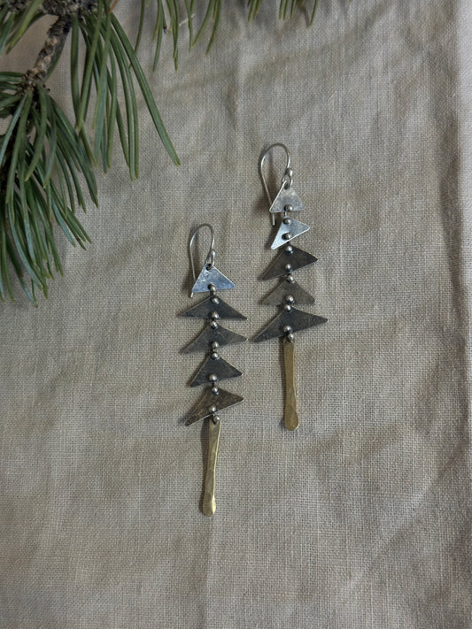 Pine Tree Connected earrings - Sterling Silver
