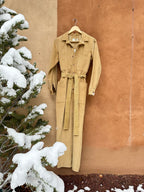 Jumpsuit - Tan Corduroy - long sleeves - size Medium