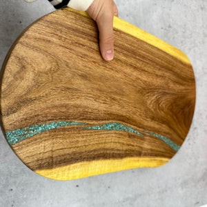 Mesquite Cutting Board with inlayed turquoise
