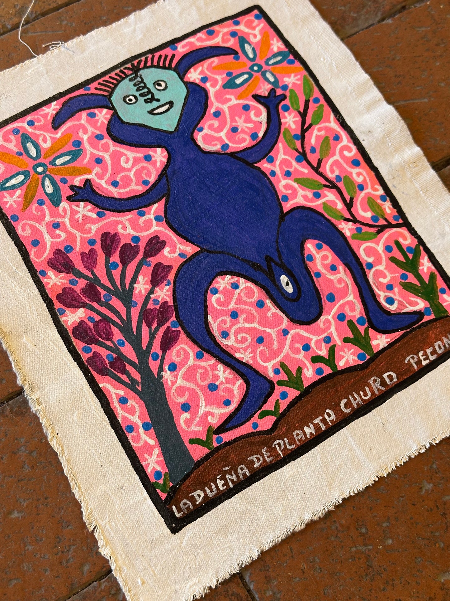 Dueña de Planta Churo ~ acrylic on canvas - 9.75x 11.25