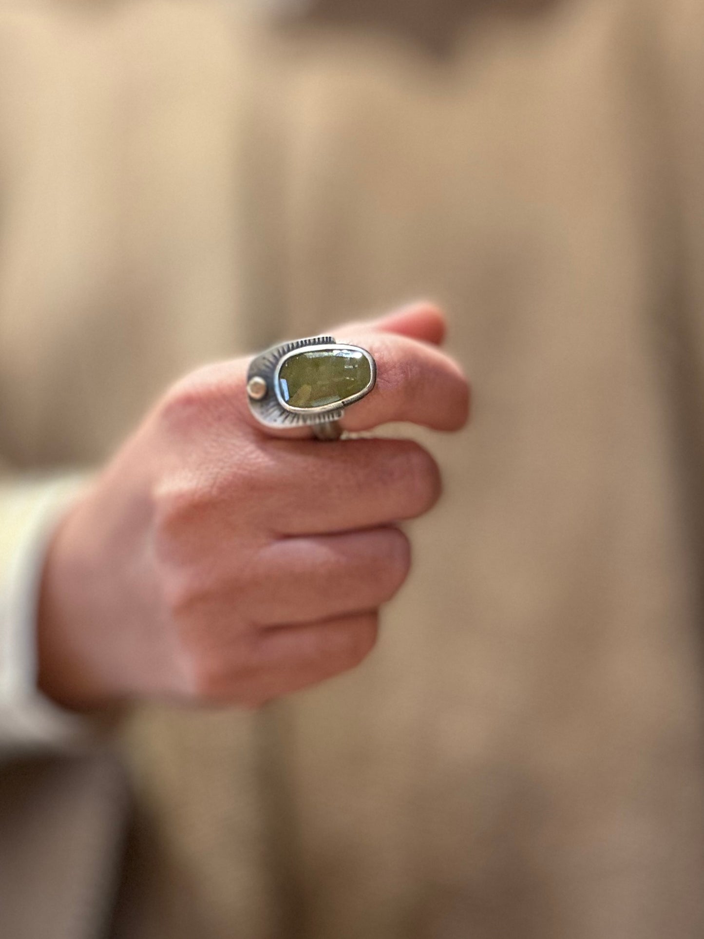 Yellow Aquamarine and Sterling Silver Ring ~ Size 7