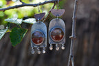 Mexican Flame Agate Earrings - sterling silver and Copper