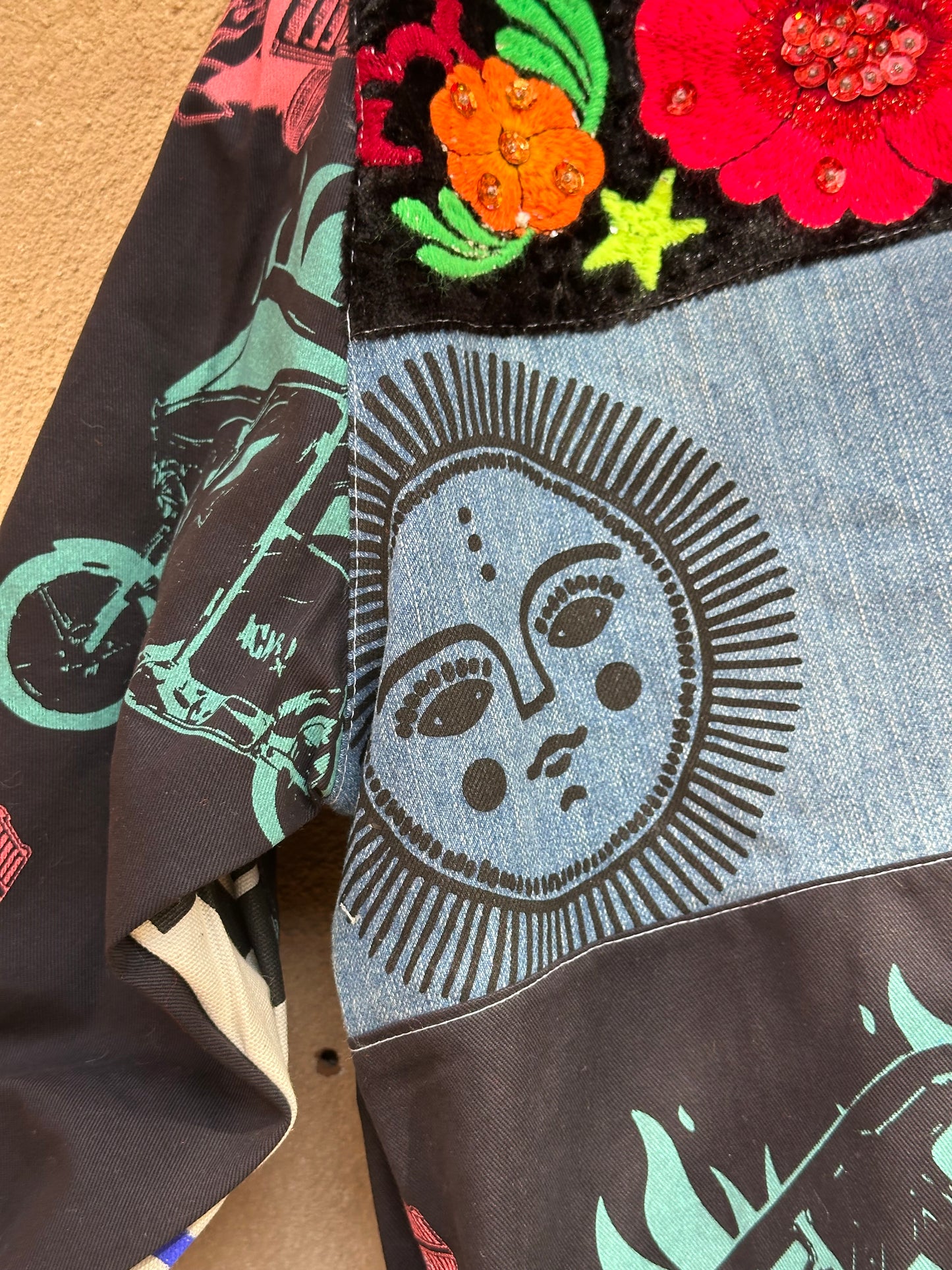 Upcycled Jacket ~ Screen Printed ~ Large