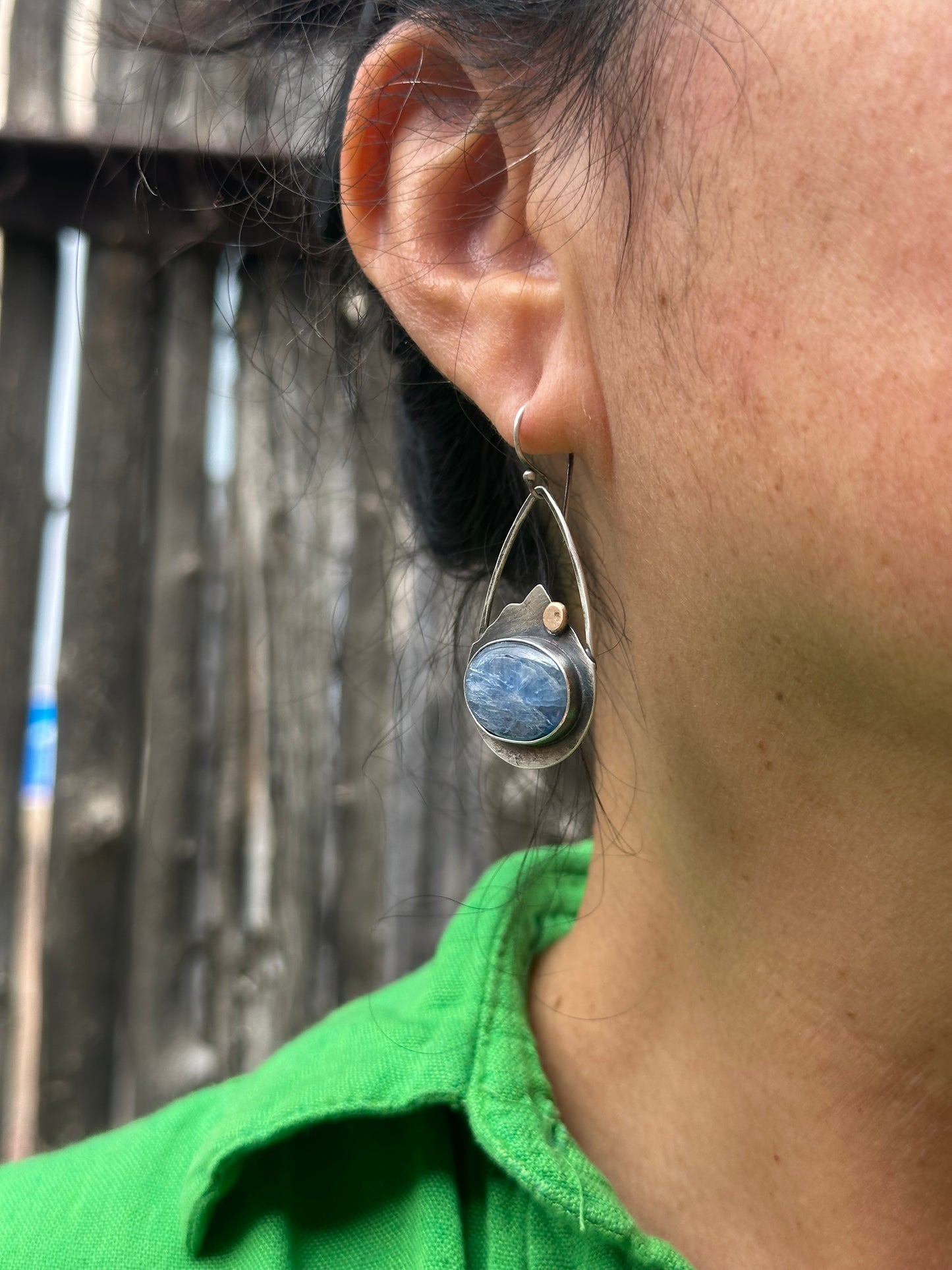 Blue Kyanite & sterling silver ~ Mountains earrings