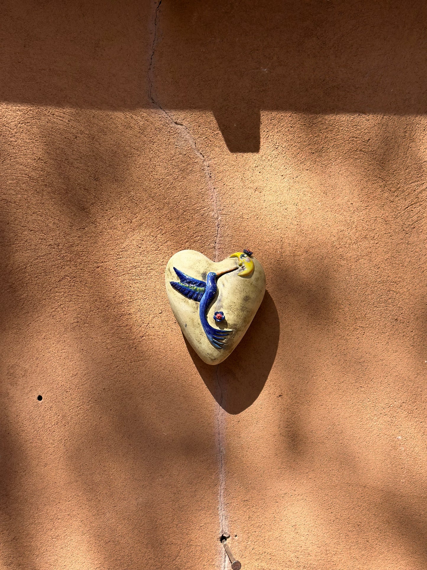 Ceramic Heart with Blue Hummingbird Wall Art - Limited Edition