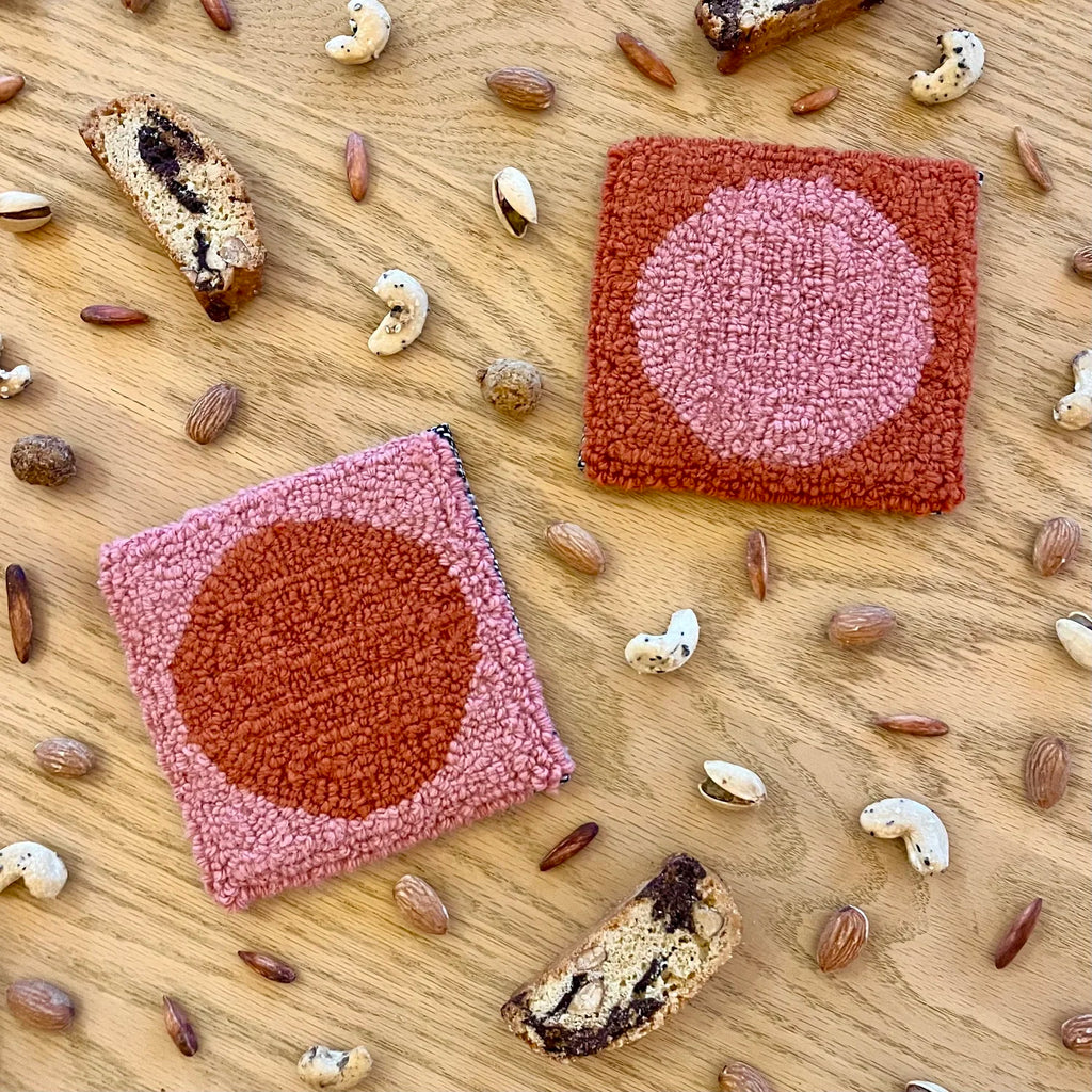 Coasters - pink & rust