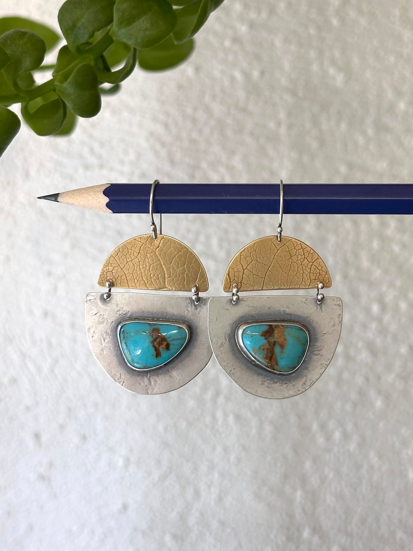 #8 Turquoise Earrings - Sterling Silver and Brass