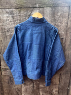 Bomber Patched Jacket - Blue Denim cotton with Turquoise threads