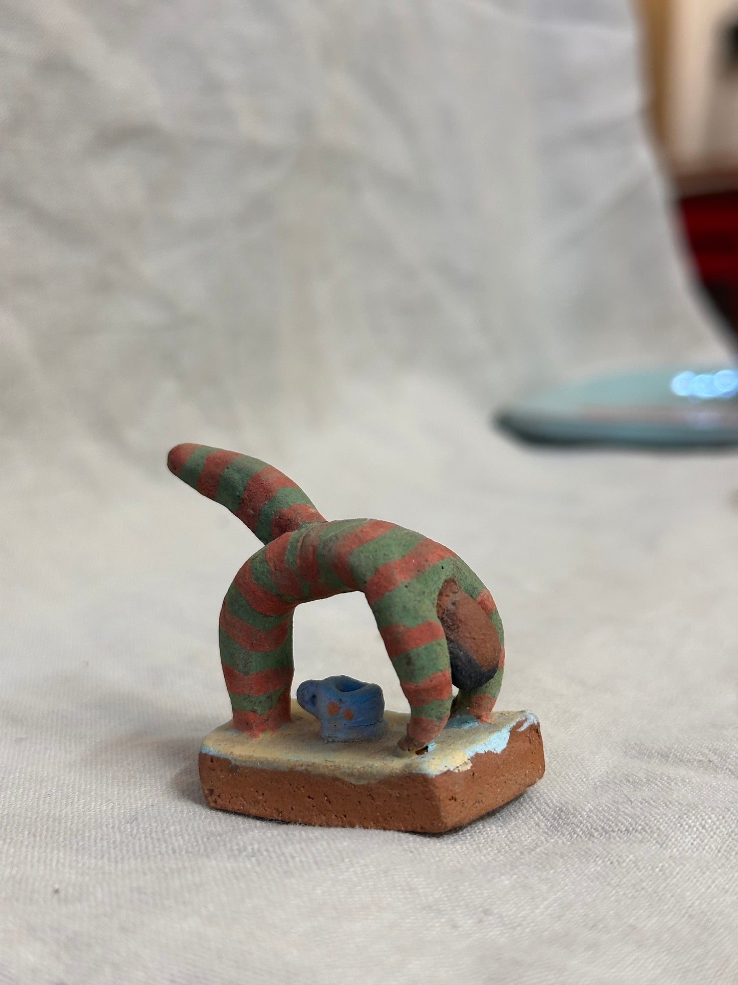 Backbending in pijamas - miniature clay sculpture